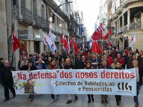 Xubilados galegos saen a rúa en defensa do sistema público de pensións