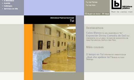 A web da Biblioteca Municipal de Tui. A web da Biblioteca Municipal de Tui.