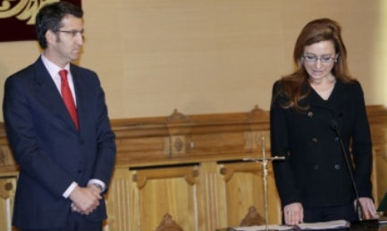 Marta Fernández Currás y el presidente Feijóo el día de la toma de posesión de los nuevos conselleiros