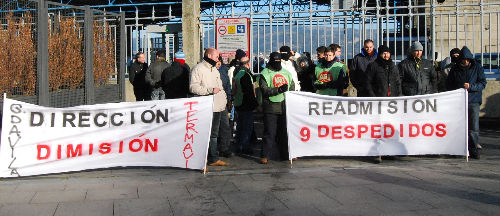 Protesta de los trabajadores de Termavi ayer.