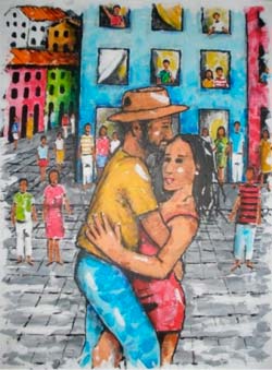 A pintura 'Bailando no Pelourinho'. A pintura 'Bailando no Pelourinho'.