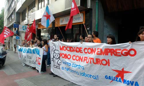 Un momento da protesta en Vigo.