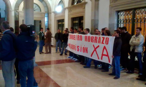 Unha das protestas dos compañeiros de Rubén Fraga.