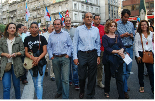 Concelleiros del PP en la manifestación del Naval
