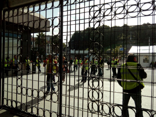 Traballadores de Cespa protestando