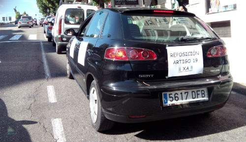 Protesta, en Vigo, por Gran Vía, este jueves por la mañana/Tresyuno Comunicación