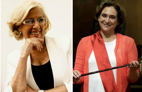 Manuel Carmena, alcaldesa de Madrid, y Ada Colau, alcaldesa de Barcelona