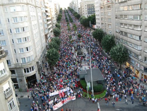 Un momento da manifestación de onte en Vigo na que participaron 200.00 persoas/Tresyuno Comunicación