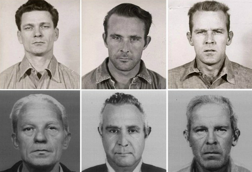 Frank Morris y los hermanos Englin, los únicos presos que se han fugado de Alcatraz: su aspecto en 1962 y el que podrían tener en la actualidad