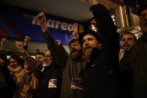 Integrantes de En Marea, esta noite pasada en Vigo