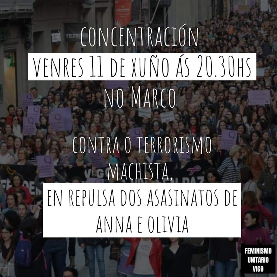 Concentración hoxe en Vigo en repulsa polo asasinato de Anna e Olivia