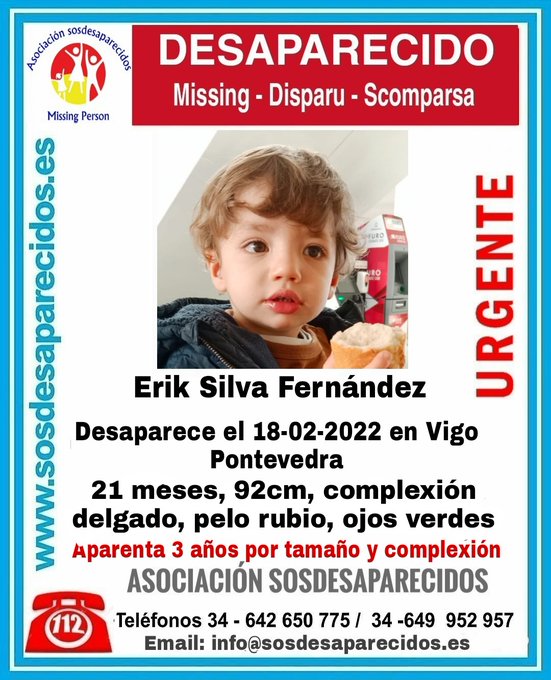 SOS Desaparecidos denuncia el 'secuestro parental' de un niño de 21 meses, en Vigo