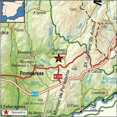 Rexistrado un tremor de terra en Covelo