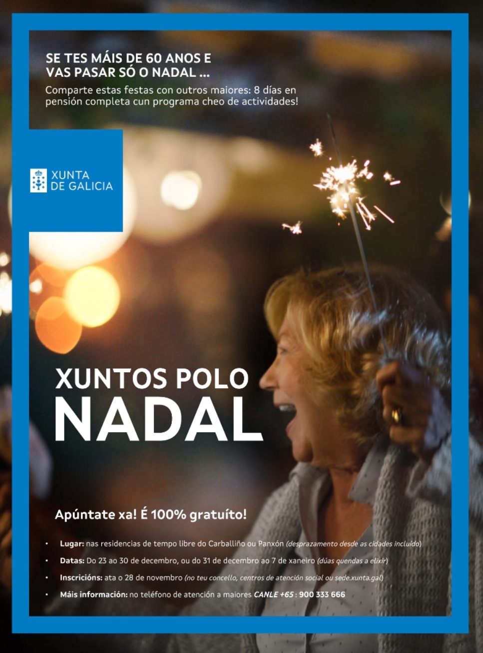 Ampliado ata o 5 de decembro o prazo de reserva de prazas en 'Xuntos polo Nadal'
