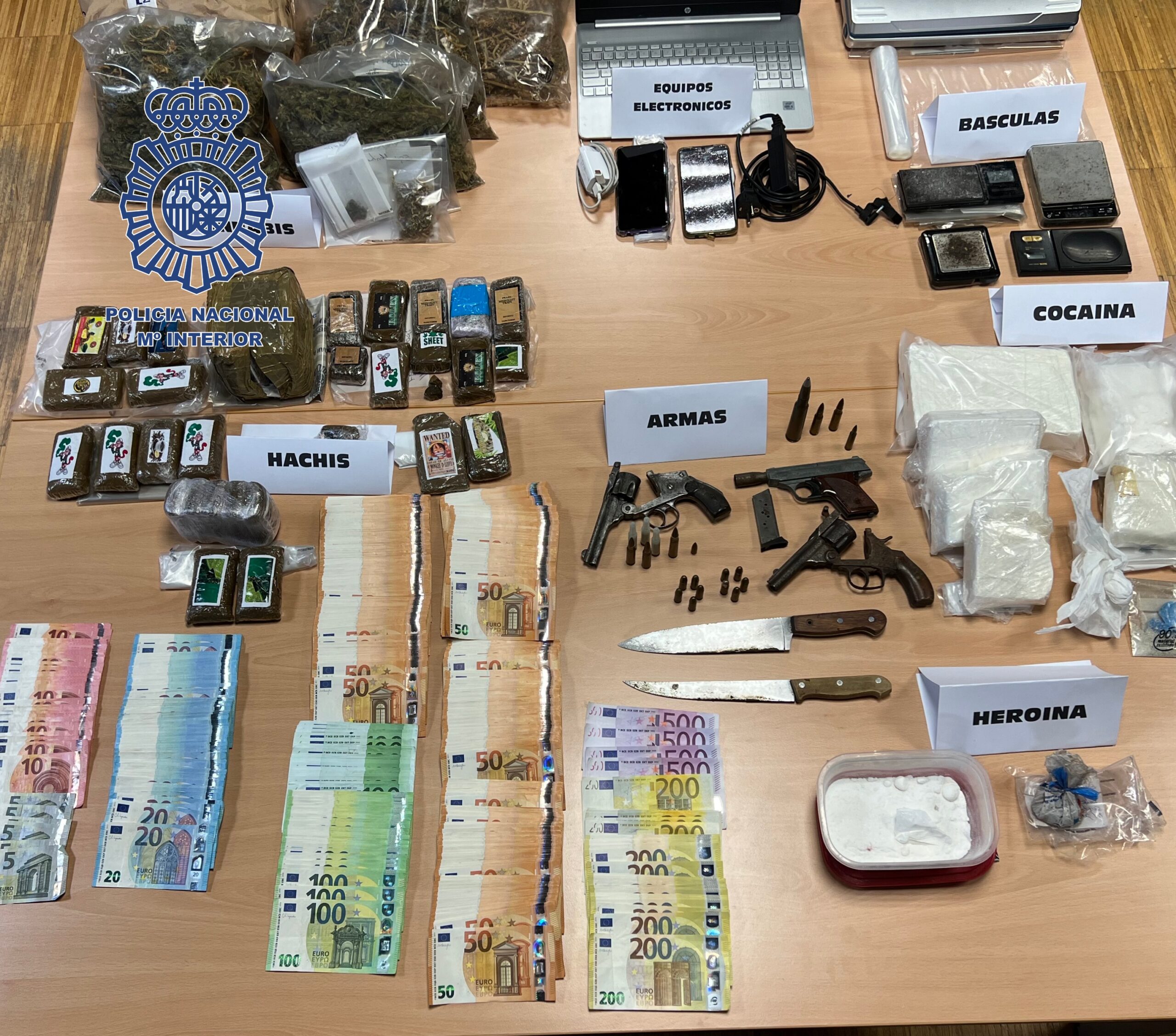 Detenido en Vigo con 3 kilos de cocaína, otros tantos de hachís heroína y marihuana