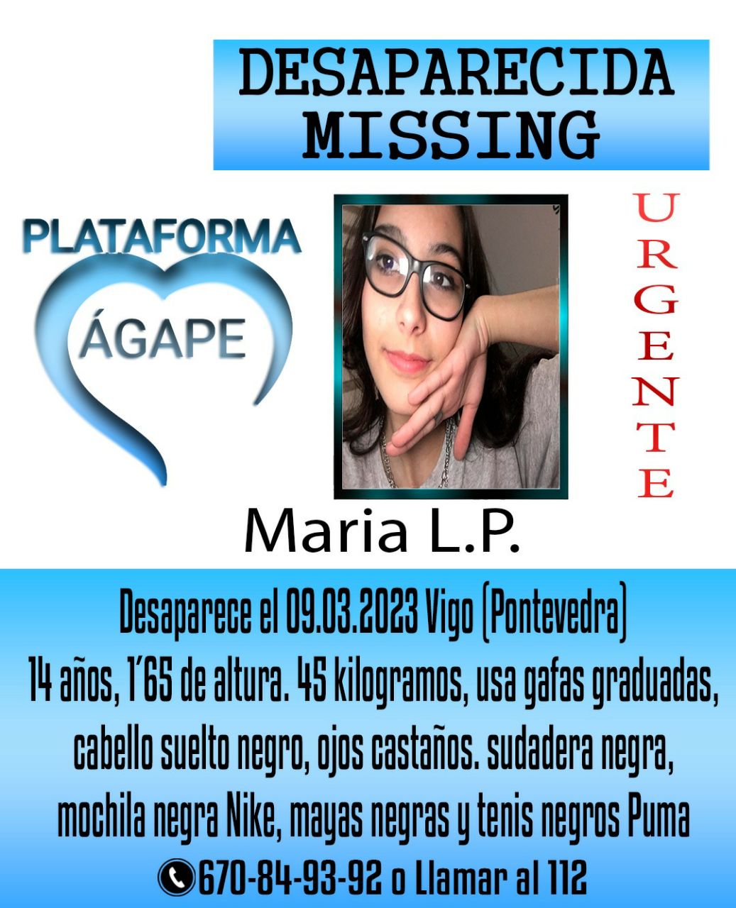Buscan a una niña de 14 años desaparecida en Vigo