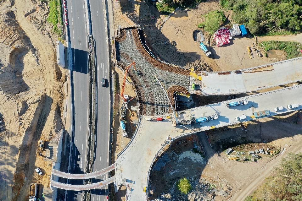 Corte de tráfico pola noite na A-55 pola obras do treito da autovía de Tui-A Guarda