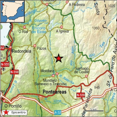 Un temblor de tierra de magnitud 3 se nota en 20 concellos de Pontevedra, entre ellos Vigo