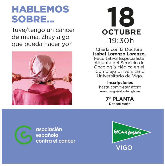 La doctora Lorenzo habla hoy sobre el cáncer de mama, en El Corte Inglés