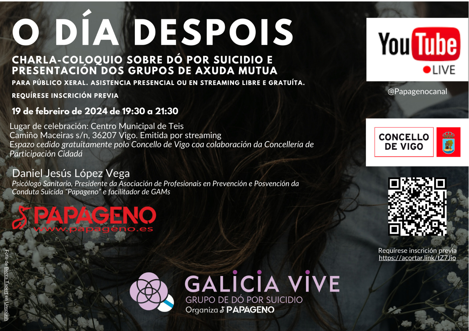 Papageno organiza hoy un acto sobre el duelo por suicidio en Vigo