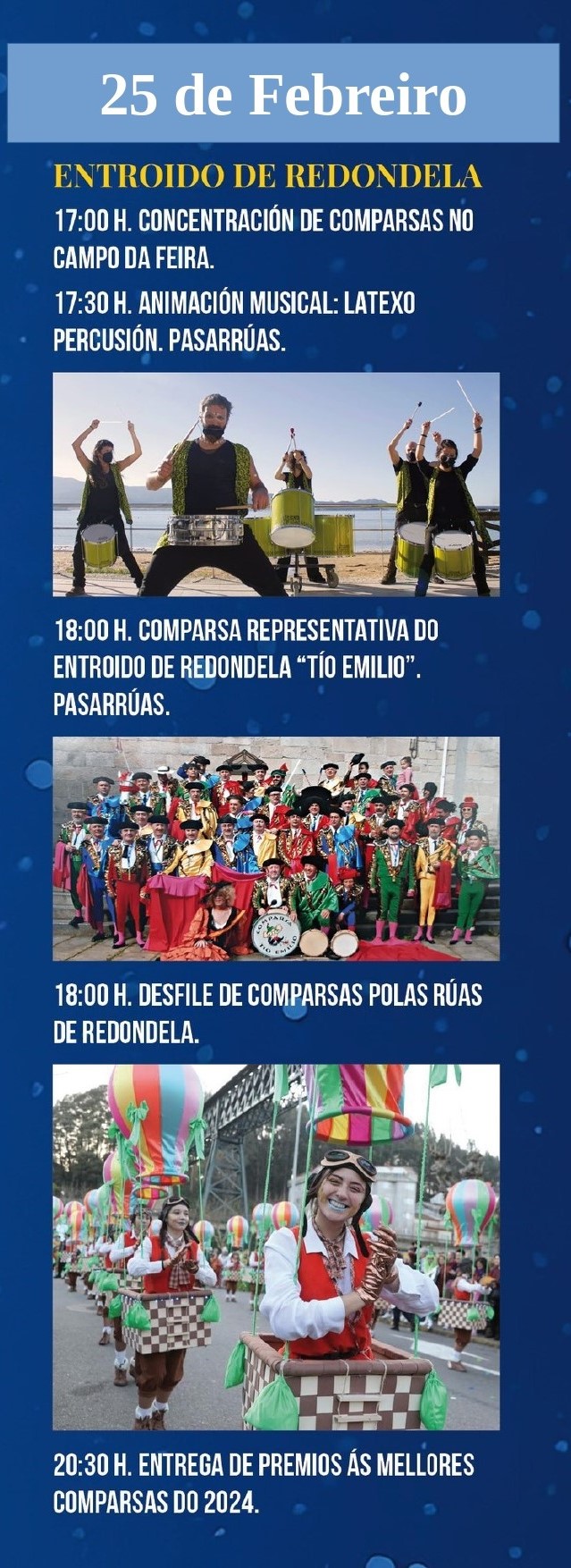 Redondela también aplaza el desfile de comparsas de Entroido, por el mal tiempo