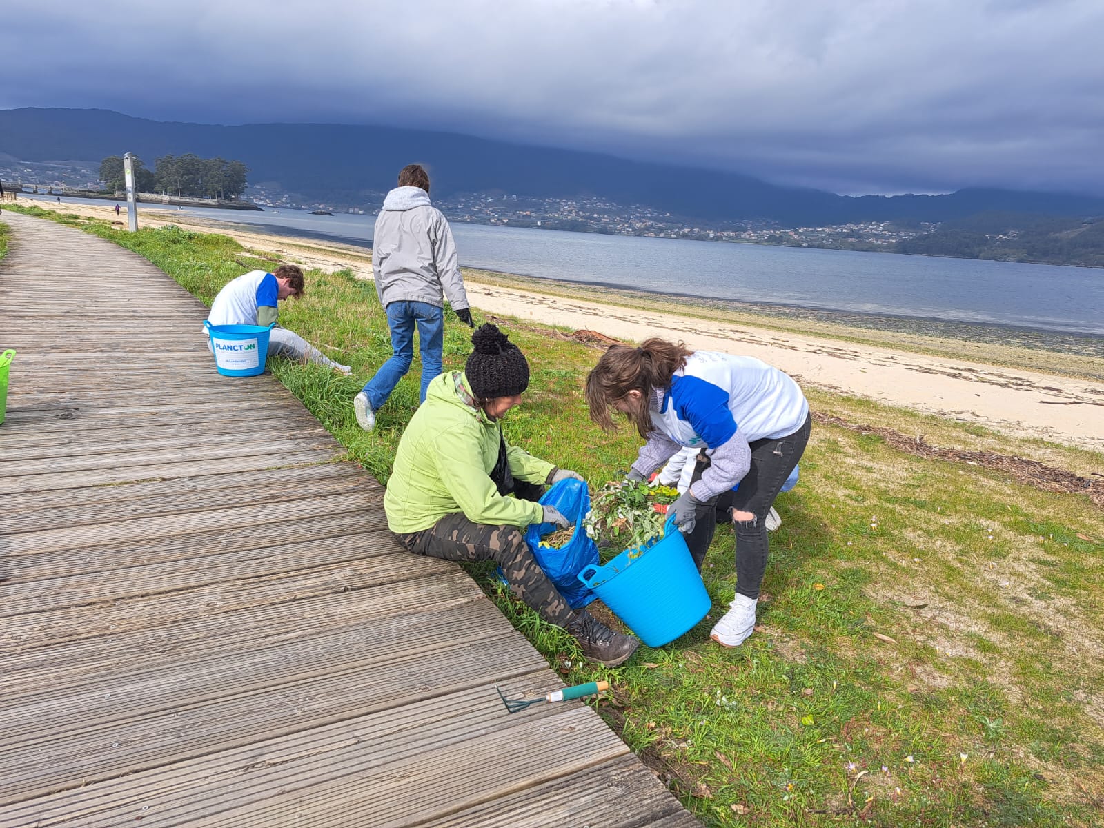 Estudiantes y profesores del Colegio Hogar retiran 166 kilos de basura marina y flora invasora de Cesantes