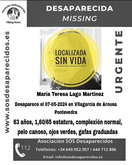 Localizan sin vida a la vecina de Vilagarcía que desapareció este martes