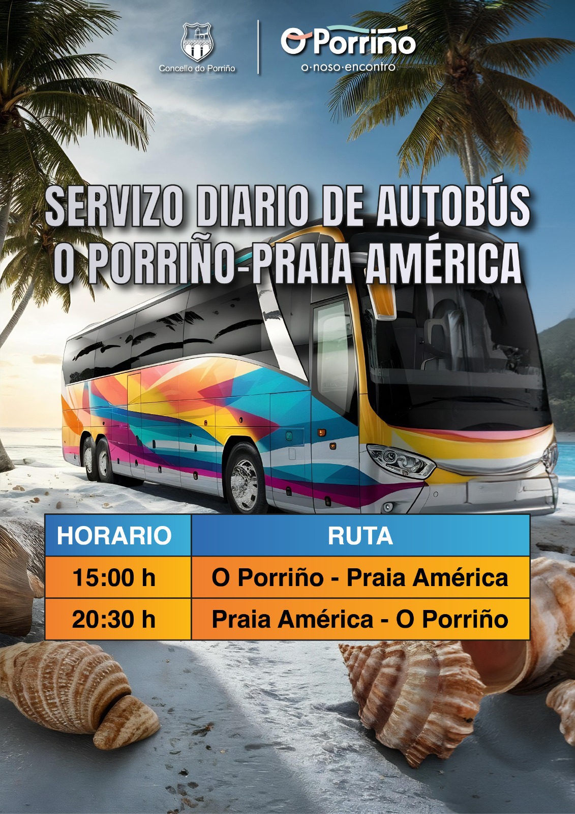 Xa funciona o autobus para ir a Praia América dende O Porriño