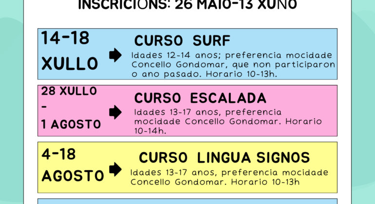 Abre o prazo para inscribirse nas actividades de verán de Gondomar