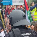 GALERÍA/ Imágenes de la protesta contra Israel, en la llegada de La Vuelta a Mos