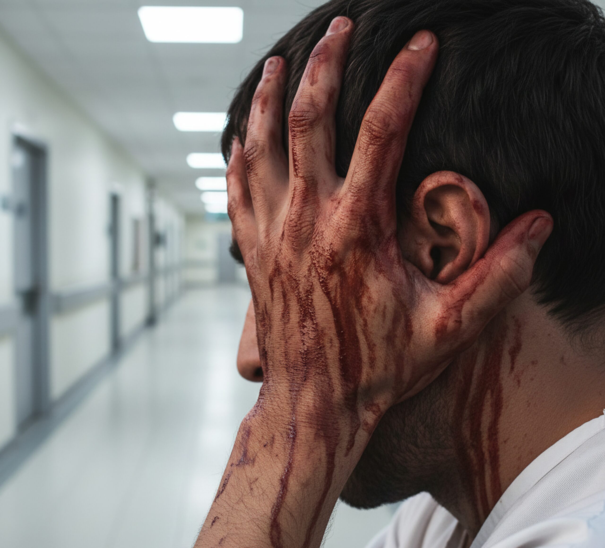 Un vixilante de seguridade perde parte dunha orella tras ser mordido por un paciente