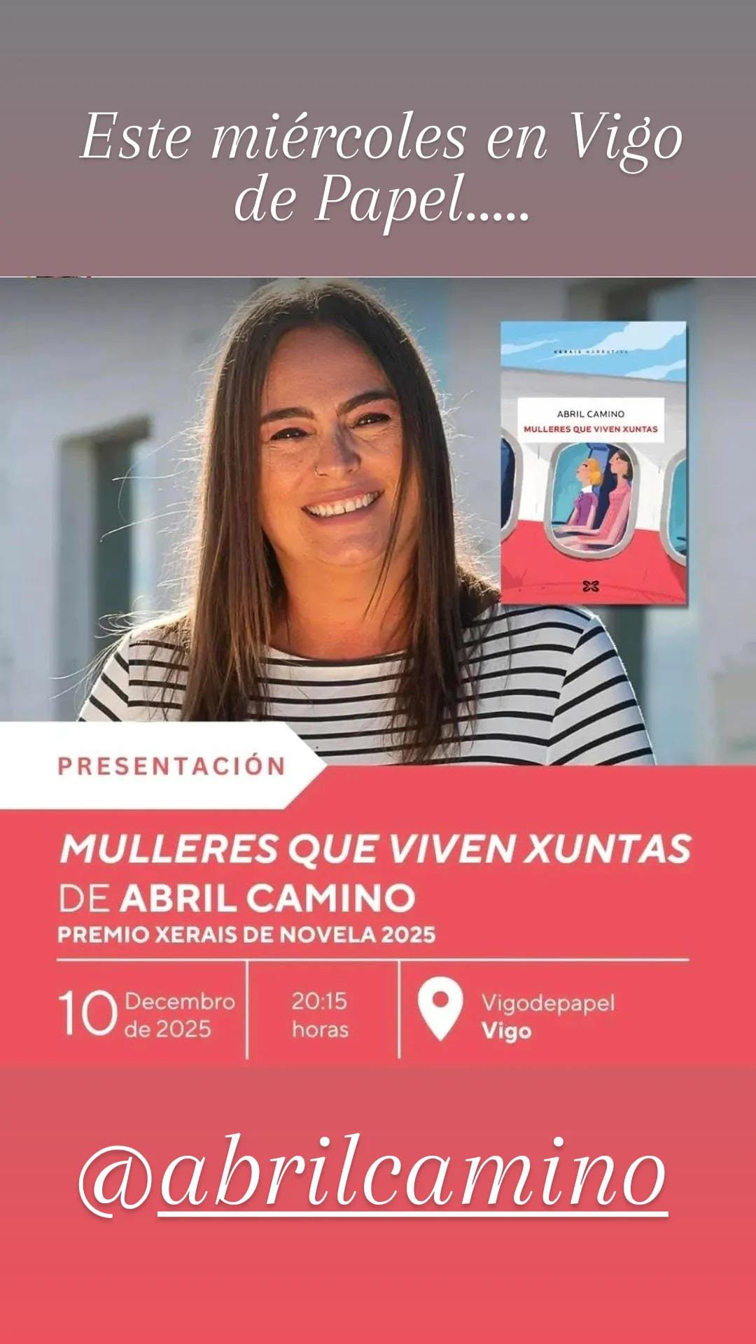 Abril Camino, gañadora do Premio Xerais 2025, este mércores en Vigo