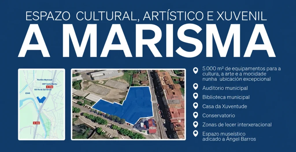 Bas presenta un proxecto de complexo cultural na Marisma, con auditorio e novos equipamentos para Redondela