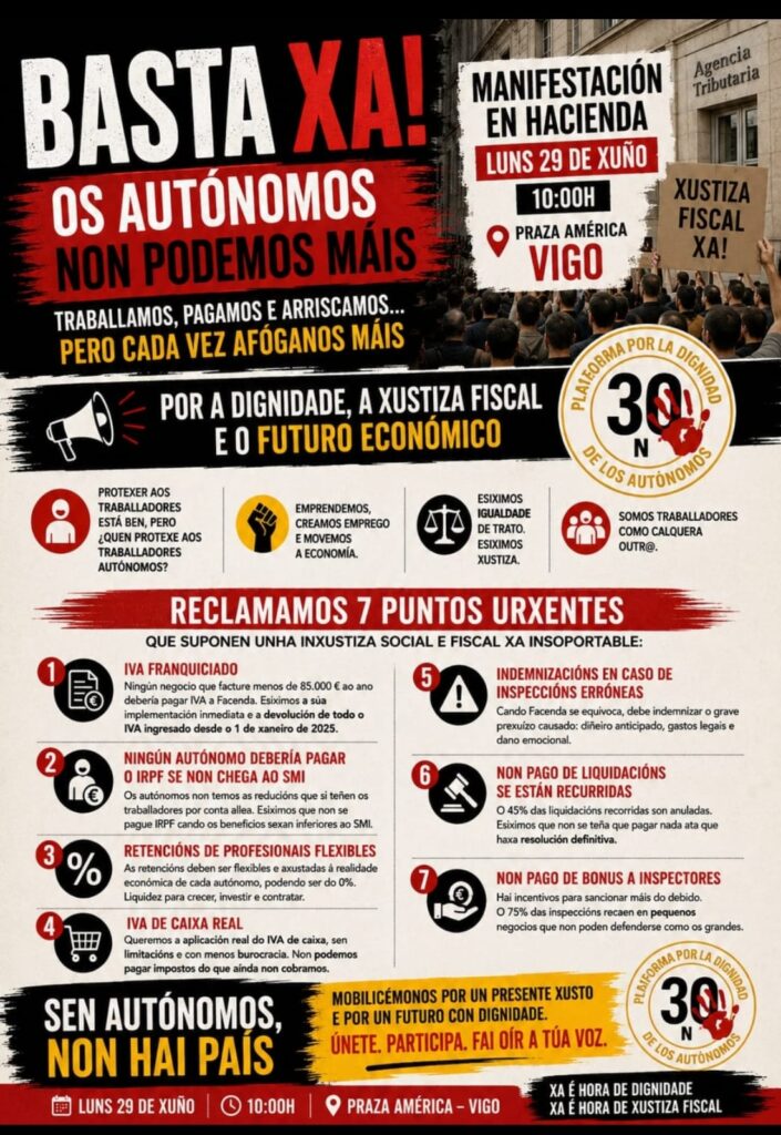 Los autónomos saldrán a la calle: convocan una protesta ante Hacienda para exigir una rebaja fiscal