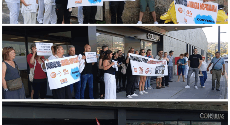 20 minutos que bloquean un convenio en Vigo: protestas en la lavandería de los hospitales y amenaza de huelga