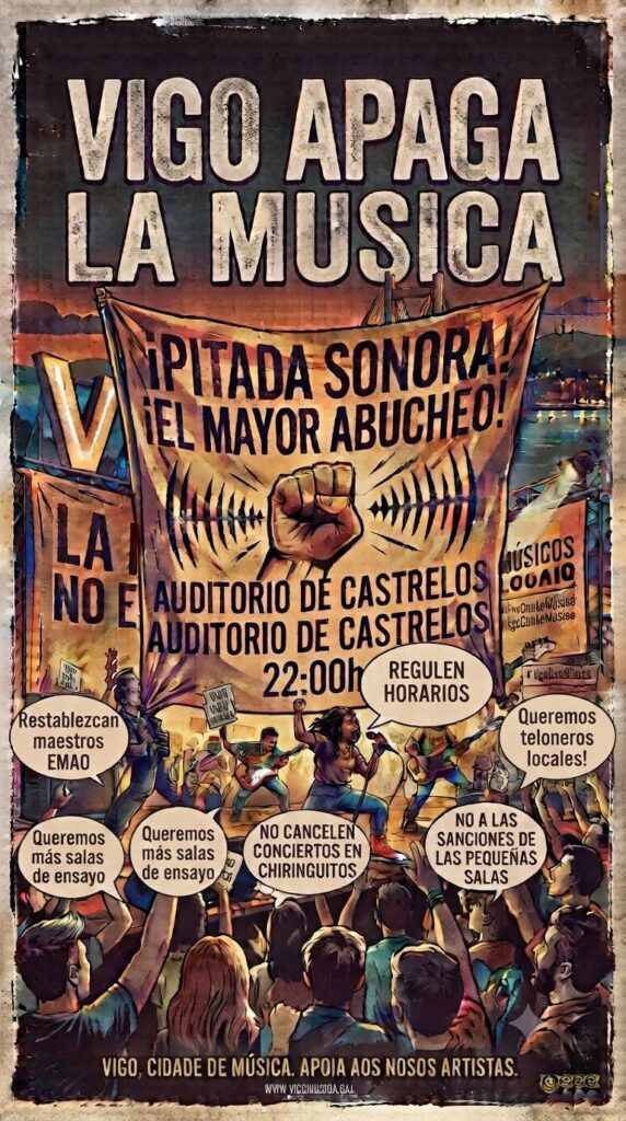 Los músicos de Vigo protestarán en Castrelos antes del concierto de Molotov: "La música local se apaga"