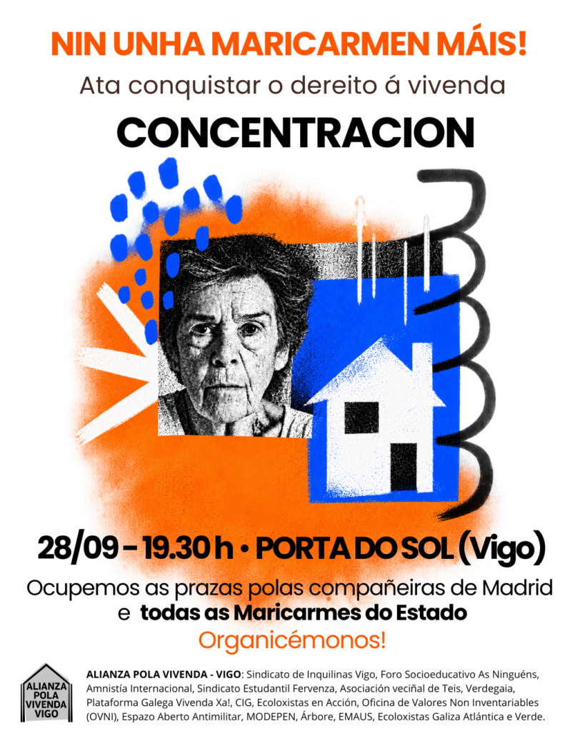 La Alianza pola Vivenda de Vigo reclama un 'Real Decreto Maricarmen' y llama a concentrarse hoy contra los desahucios