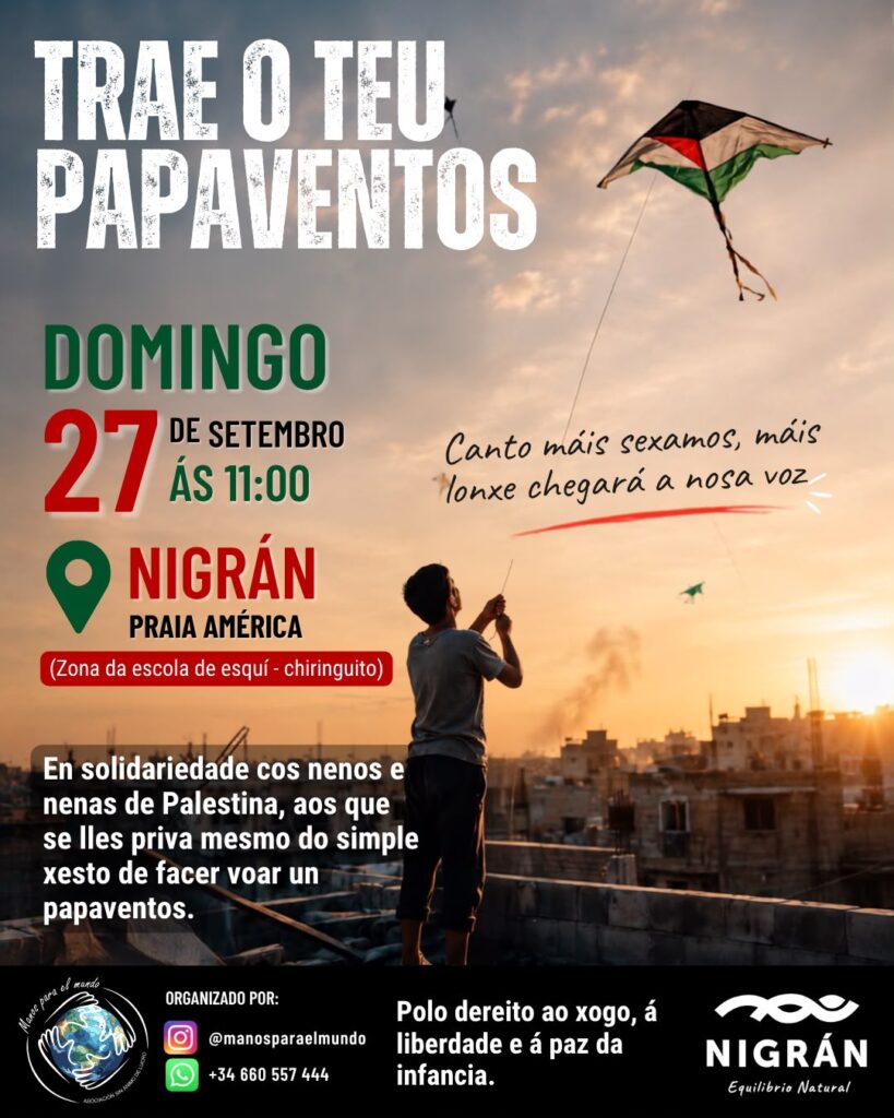 Nigrán encherá de papaventos Praia América en apoio as nenas e nenos de Gaza
