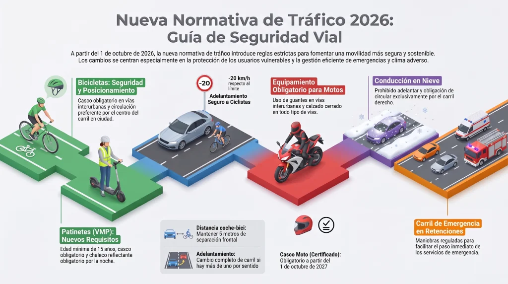 La nueva normativa de tráfico entró en vigor este 1 de octubre, con cambios para bicicletas, patinetes y motos