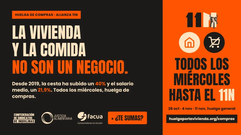 Convocan una huelga de compras en los supermercados los miércoles antes del 11N